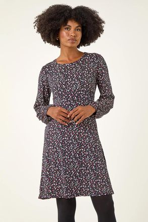 Roman Ditsy Floral Print Stretch Dress
