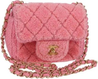 Chanel Pre-owned Mini Schoudertas - Dames - Vintage Mini Tas - Roze - ONE Size - Wol - Vintage