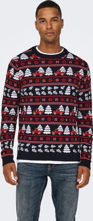 Only & Sons Rundhalspullover »ONSXMAS REG 5 JAQ CREW KNIT«