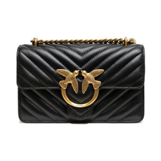 Pinko Shoulder Bags, female, Black, ONE SIZE, Elegant Chevron Chain Strap Bag
