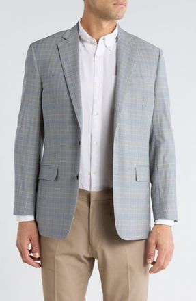 Brooks Brothers Plaid Wool Blend Blazer in Grey Overcheck at Nordstrom Rack, Size 46 Regular