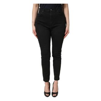 Dolce & Gabbana Skinny Jeans, female, Black, Size: 2XL High Waist Skinny Cotton Denim Jeans