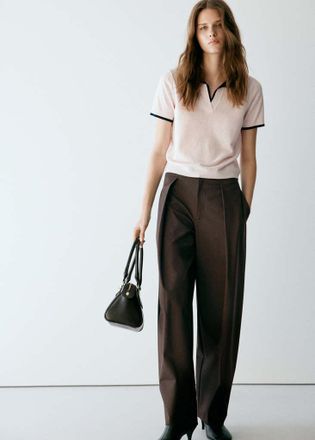 Mango Pantaloni palloncino pinces cioccolato - Donna - 36 - MANGO