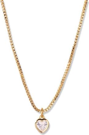Brook & York Mackenzie Birthstone Heart Pendant Necklace in Gold/April at Nordstrom