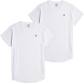 G-Star T-Shirt G-STAR Lash 2er Pack, Herren, Gr. XXL, weiss (wei&szlig;, wei&szlig;), Jersey, Obermaterial: 100% Baumwolle, unifarben, relaxed fit, Rundhals, mit Umschla