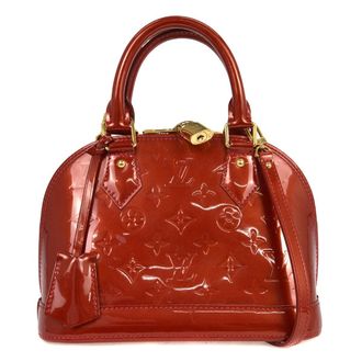 Louis Vuitton Alma Handbag Monogram Vernis Red Patent_Leather Handbag (Pre-Owned)