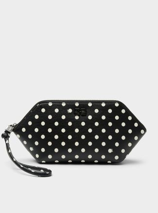 Ganni Womens Bou polka-dotted zippered cosmetics case