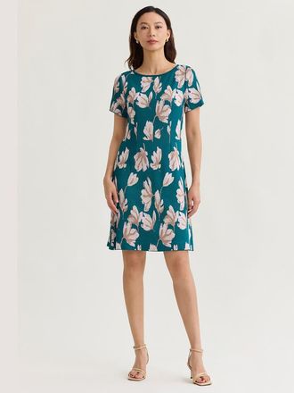 Misook A-Line Floral Soft Knit Dress in Spruce at Nordstrom, Size Xx-Large