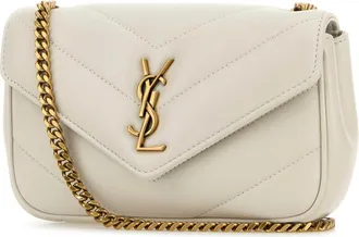 Saint Laurent Womens Crossbody Bag White Lamb