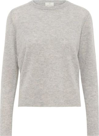 Kaffe Lizza Trui met Ronde Hals - Dames - Ronde hals truien - Grijs - XL - Leer - Truien & Vesten
