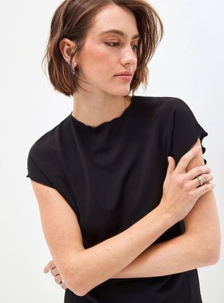 Sams&oslash;e & Sams&oslash;e Saumi lettuce trim thick micromesh T-shirt