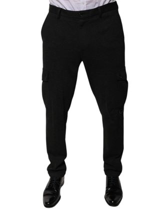 Dolce & Gabbana Mens Cargo Trousers Pt0001 - Black Viscose - Size EU 50 (Mens)