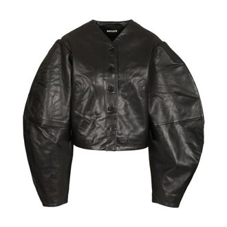 Rotate Button Leather Jacket - female - ROTATE Birger Christensen - Leather Jackets - Black - M - Jackets