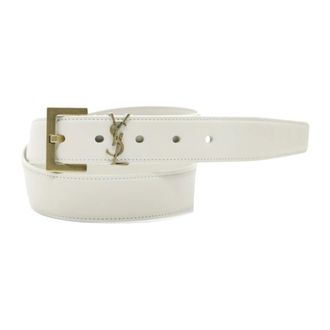 Saint Laurent Monogram Buckle Belt - female - Saint Laurent - Belts - Beige - 70 CM - Accessories