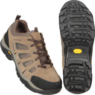 Mountain Warehouse Field Mens Vibram Hiking Shoes Lightweight Waterproof Wide Fit Trekking Shoe Khaki Synthetic Leather - Size UK 10.5