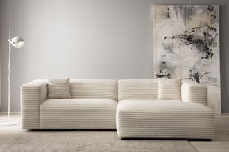 HOME AFFAIRE Ecksofa »BAKELS, L-Form in Cord oder Boucle-Stoff, moderne Couch« wahlweise Recamiere rechts/links, bequemer Sitzkomfort