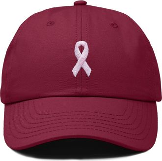 Dalix Pink Ribbon Dad Cap in Maroon at Nordstrom