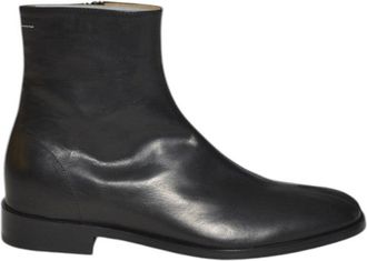 Maison Margiela Smooth Leather Boots With Side Zipper And Sturdy Sole