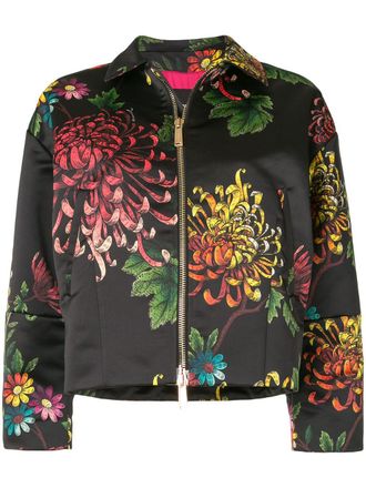 Dsquared2 floral print bomber jacket - women - Polyester - 36 - Black