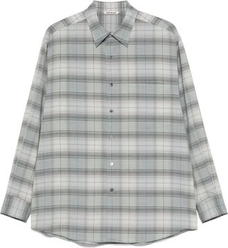 Auralee Camicia in lana a quadri - Blu