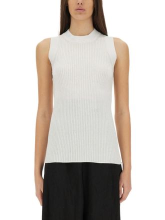 Sportmax White Knitted Mock Collar Top
