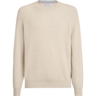 Brunello Cucinelli Cashmere English rib sweater in Sand at Nordstrom, Size 44 It