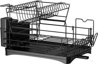 OEM Escurridor De Cubiertos Con Soporte Para Cubiertos Y Vaso, 42 X 31 X 26 Cm, Hierro, Negro