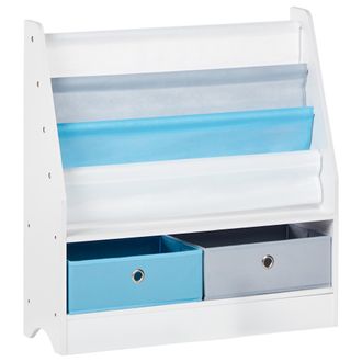 Beliani Beliani - Estanter&iacute;a Librer&iacute;a De 3 Niveles Habitaci&oacute;n Infantil Tablero De Part&iacute;culas Con Dos Cajas De Tela Blanco Tumby