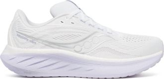 Saucony Womens Ride 18 Wide Running Shoes In White/thistle