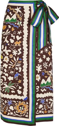 Alemais Alemais Maroc Printed Linen Midi Wrap Skirt - Multicoloured - 14 (UK14 / L)