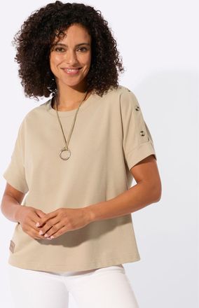 Casual Looks Sweatshirt CASUAL LOOKS, Damen, Gr. 36, beige, 50% Baumwolle, 50% Polyester, unifarben, Rundhals, Sweatshirts Sweatshirt