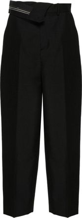Fendi pressed-crease tapered trousers - women - Wool/Mohair - 42 - Black