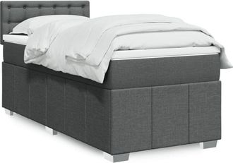 vidaXL Cama Box Spring Con Colch&oacute;n Tela Gris Oscuro 80x200 Cm Vidaxl
