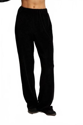 perfectwhitetee Holly Velour Wide Leg Pant In Black