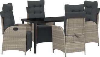 vidaXL Garden Dining Set 5 pcs Light Grey Poly rattan Vidaxl