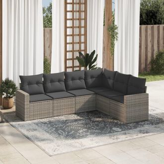vidaXL Vidaxl - Set De Muebles De Jard&iacute;n 6 Pzas Y Cojines Rat&aacute;n Sint&eacute;tico Gris