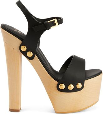 Giuseppe Zanotti Fanny platform 170mm sandals - women - Leather/Leather/Wood/Rubber - 38.5 - Black