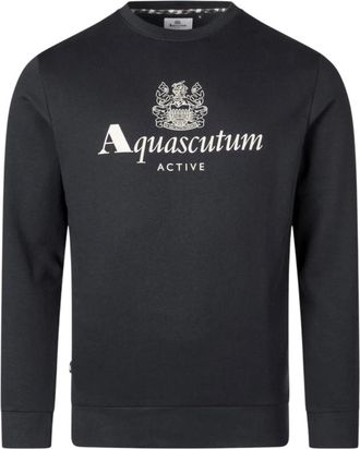 Aquascutum Groot Logo Crewneck Sweatshirt - Heren - Sweatshirts - Zwart - XL - Hoodies & sweatvesten