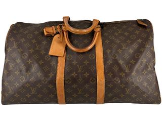 Louis Vuitton Coated Canvas Brown Keepall 55 Bag