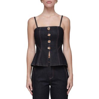 Avec Les Filles Hourglass Peplum Camisole in Dark Rinse Wash at Nordstrom, Size Small