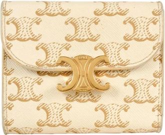 Celine Pre-owned Portemonnee (tri-fold) - unisex - Vintage Accessoires - Beige - ONE Size - Leer - Vintage