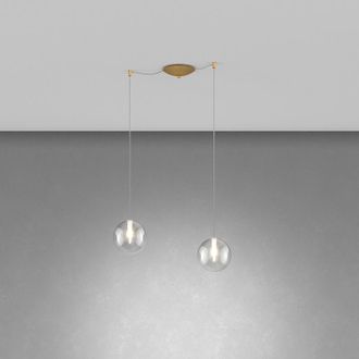Top-Light Top-light - Lampadario Contemporaneo Eclipse Metallo Ottone Vetro Trasparente 2 Luci G9