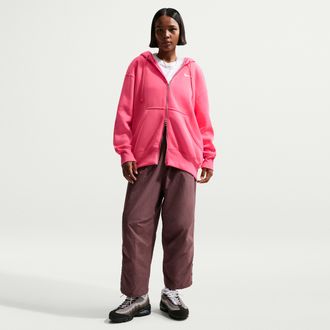 Nike Womens Nike Sportswear Oversized High-Waisted Woven Pants in Purple | IF0220-502