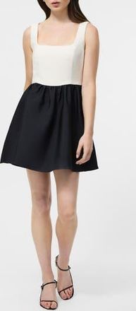 French Connection Colorblock Fit & Flare Minidress in Porcelain Cream at Nordstrom Rack, Size 14