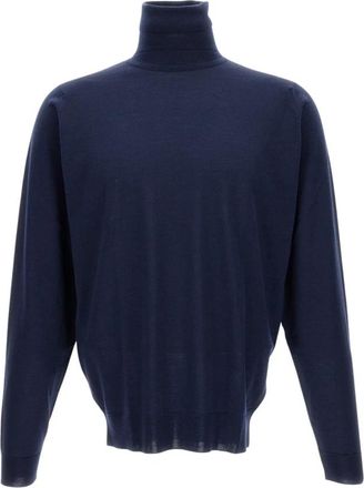 John Smedley Cherwell Turtleneck - Heren - Coltruien - Blauw - M - Wol - Truien & Vesten