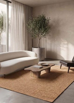 Atticgo Alfombra lavable liso natural rizado 120x170 cm