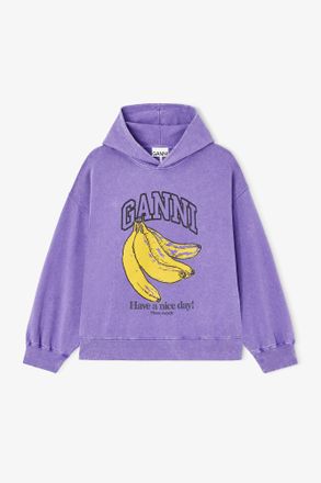 Ganni Purple Vintage Wash Hoodie - Size XXS Organic Cotton