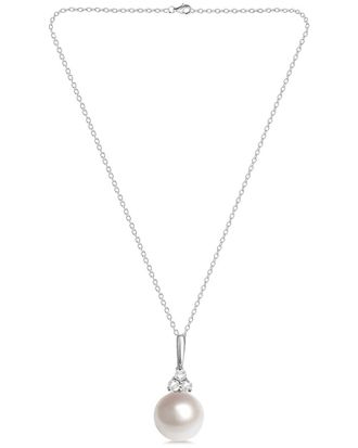 Allurez 14K 0.06 Ct. Tw. Diamond & 7.5-8Mm Pearl Pendant Necklace