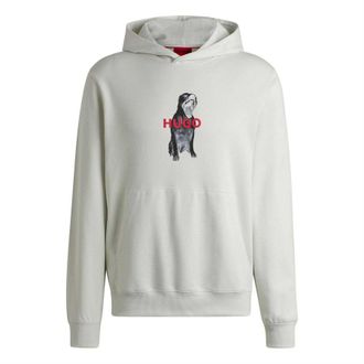 HUGO BOSS Hugo Mens Dartchon Bulldog Hoodie met Capuchon - Relaxed Fit (Natuurlijk)