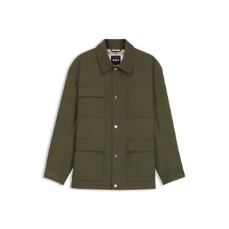 BOSS Water-repellent field jacket with checked lining